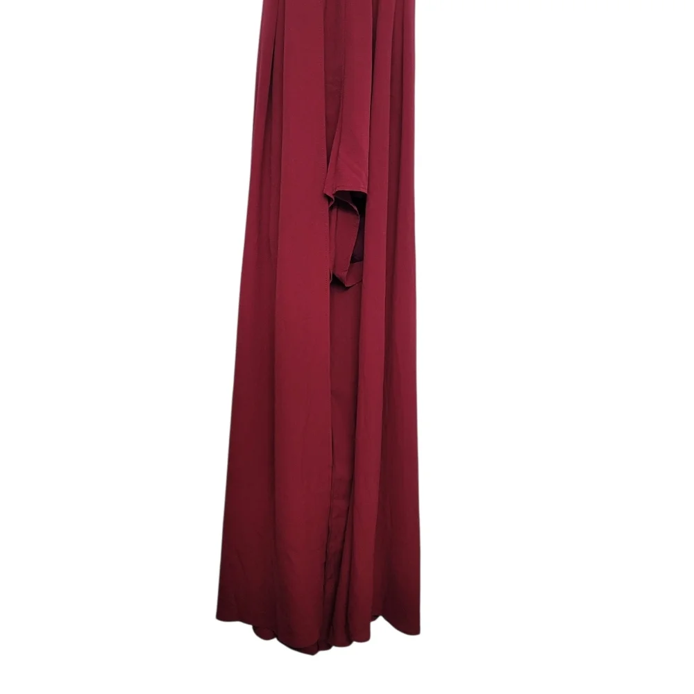 Showpo Elegant Burgundy Halter Neck Maxi Romper With Long Overlay - Size 4